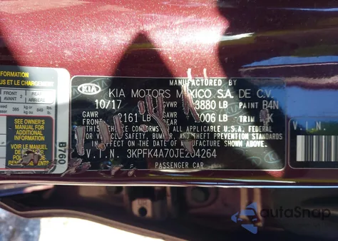 2018 Kia Forte Lx from USA, damaged, VIN 3KPFK4A70JE204264